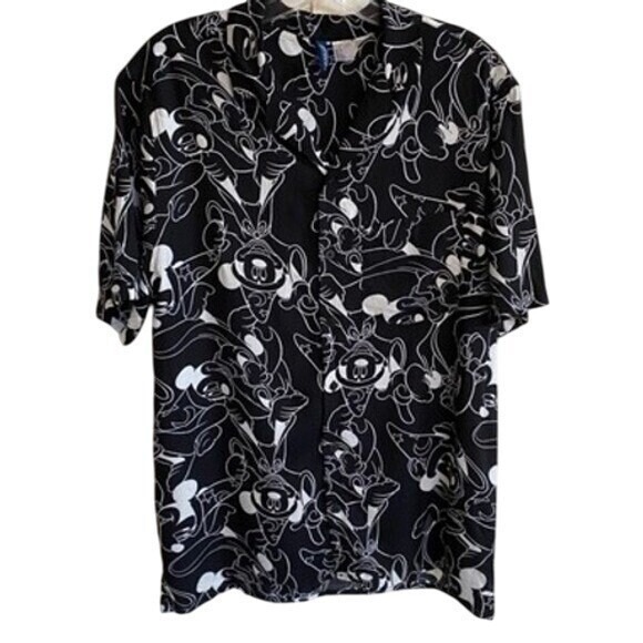 Disney Men's Mickey Casual Button Down Shirt RARE Sorcerer Divided M - EUC - Picture 3 of 14